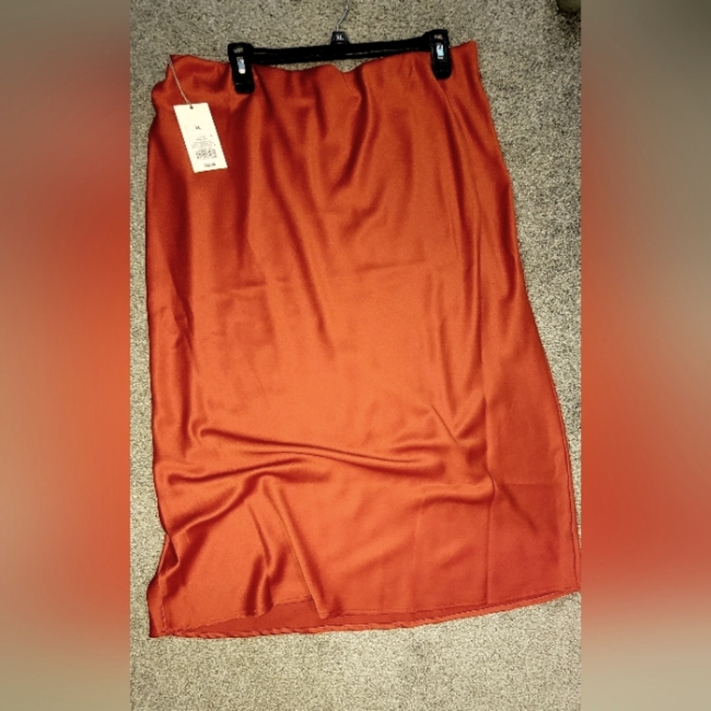 NWT Target Burnt Orange long silk skirt